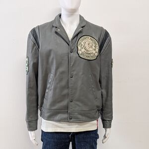 Vintage 1988 Vintage Grey‎ leather Varsity Jacket Richmond Bulldogs